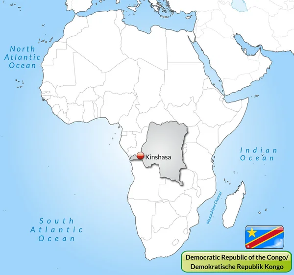 Karte der Demokratischen Republik Kongo — Stockvektor