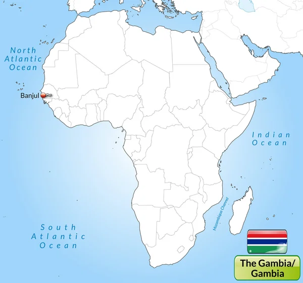 La mappa di Gambia — Vettoriale Stock