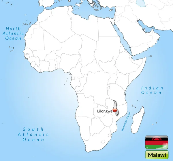 El mapa de Malawi — Archivo Imágenes Vectoriales