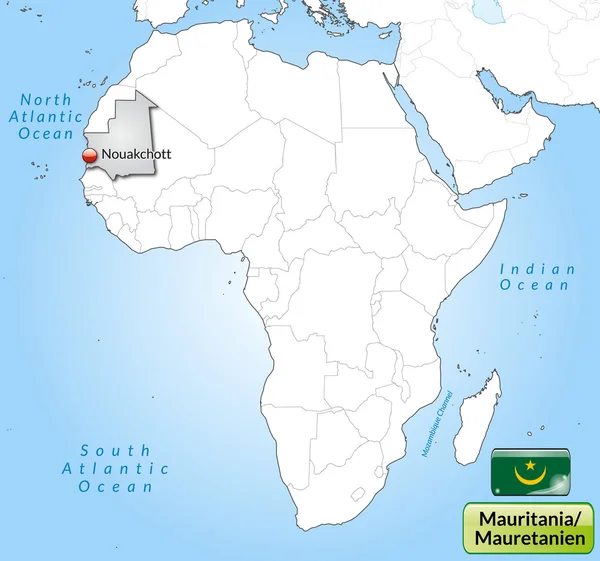 El mapa de mauritania — Vector de stock