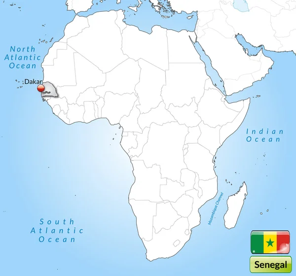 El mapa de Senegal — Vector de stock