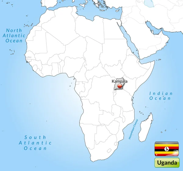Kaart van Oeganda — Stockvector