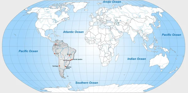 Carte de l'Amérique du Sud — Image vectorielle