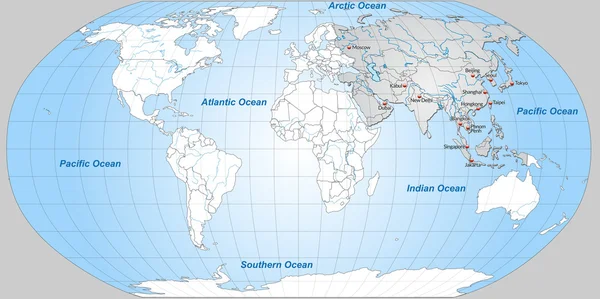 亚洲的地图 — 图库矢量图片