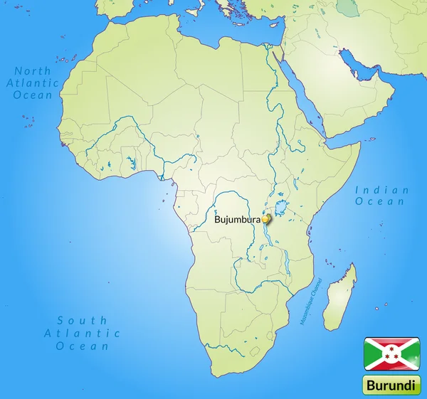 El mapa de burundi — Archivo Imágenes Vectoriales