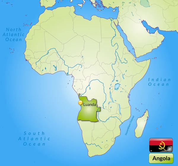 Mapa de angola — Vector de stock