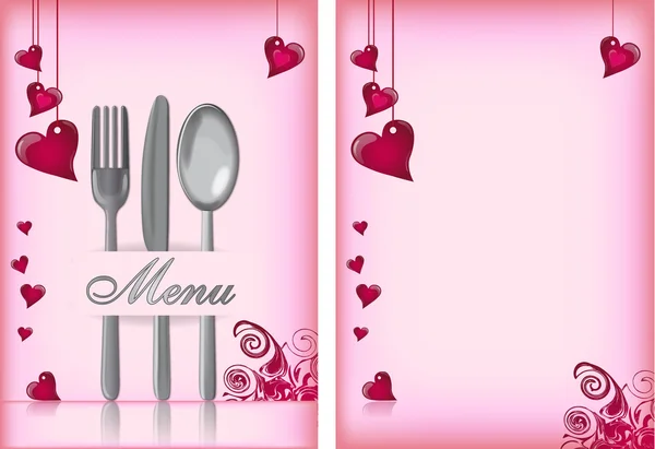 Tarjeta de menú para el día de San Valentín — Archivo Imágenes Vectoriales