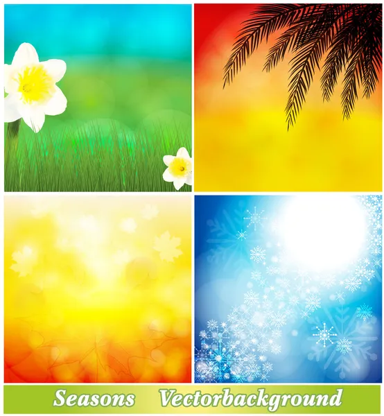 Background spring, summer, autumn, winter — Stock Vector