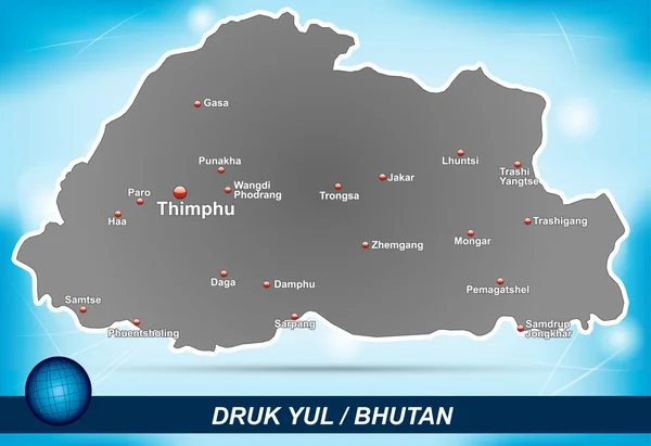 ブータンの地図 — ストックベクタ