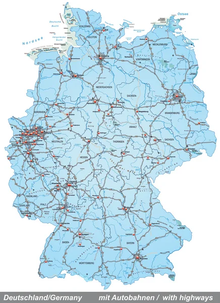 La mappa di Germania — Vettoriale Stock