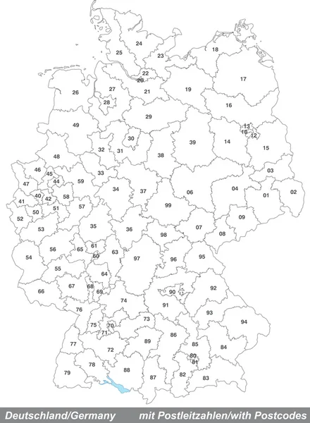 Karte von Deutschland mit Postleitzahlen — Stockvektor