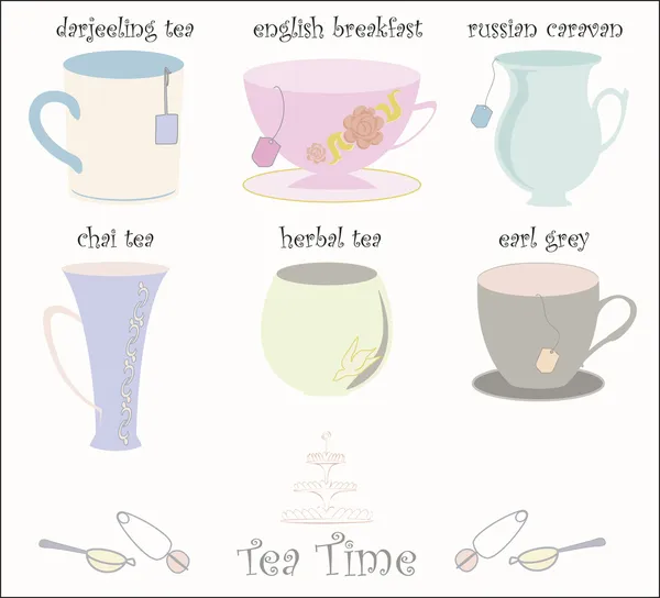 Vetor de coleção de xícara de chá —  Vetores de Stock