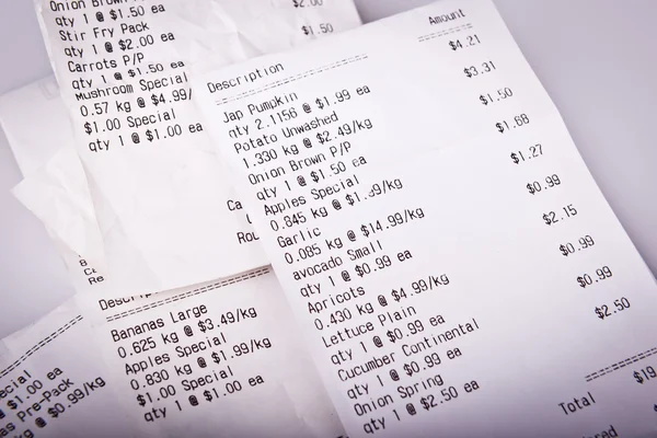 Grocery Receipts — Stock Photo, Image
