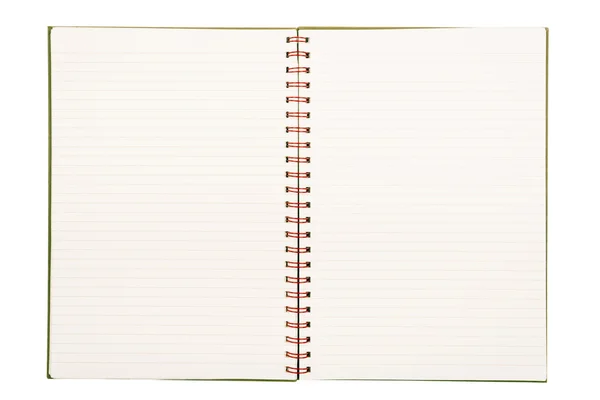 Linjerat papper anteckningsbok isolerade — Stockfoto