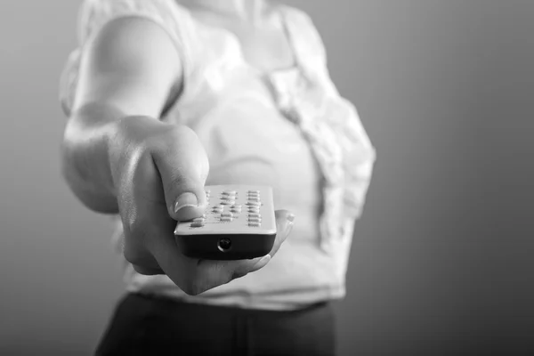 Control remoto Mujer Blanco y Negro — Foto de Stock