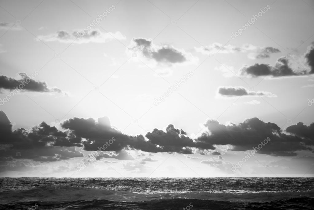 Ocean Sunrise Black and White