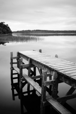 Empty Jetty in black and white clipart