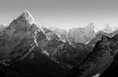 Himalaya Mountains Black and White clipart
