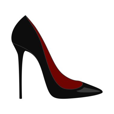 Siyah ve kırmızı vektör ikonunda şık yüksek topuklu ayakkabı veya stiletto
