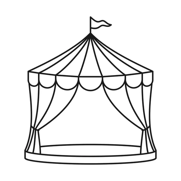 Tente Cirque Avec Drapeau Pour Carnaval Spectacle Ligne Icône Vectorielle — Image vectorielle