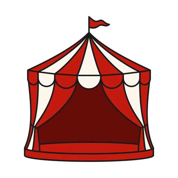 Tenda Circo Con Bandiera Carnevale Spettacolo Icona Vettoriale Rossa Bianca — Vettoriale Stock