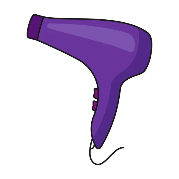 ヘアサロン用ヘアドライヤーまたはヘアドライヤー紫色のベクトルアイコンで乾燥ブロー — ストックベクタ