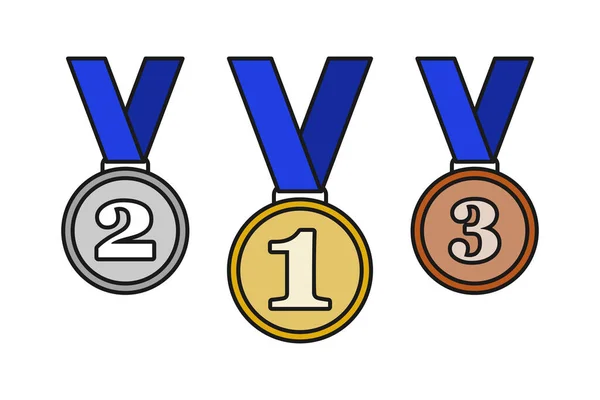 矢量套中的金牌和铜牌或奖章作为冠军的奖品 — 图库矢量图片