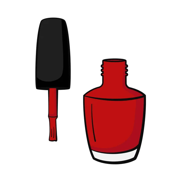 Esmalte Uñas Rojo Con Botella Pincel Como Icono Vector — Vector de stock