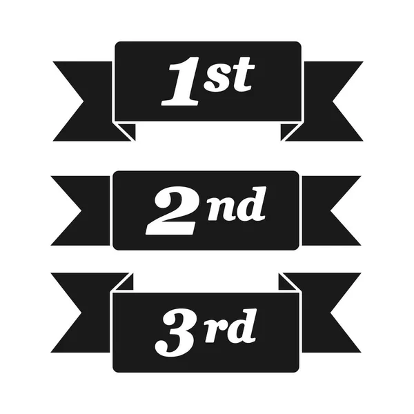 First Place Second Place Third Place Award Winner Ribbons Banners — Stock Vector