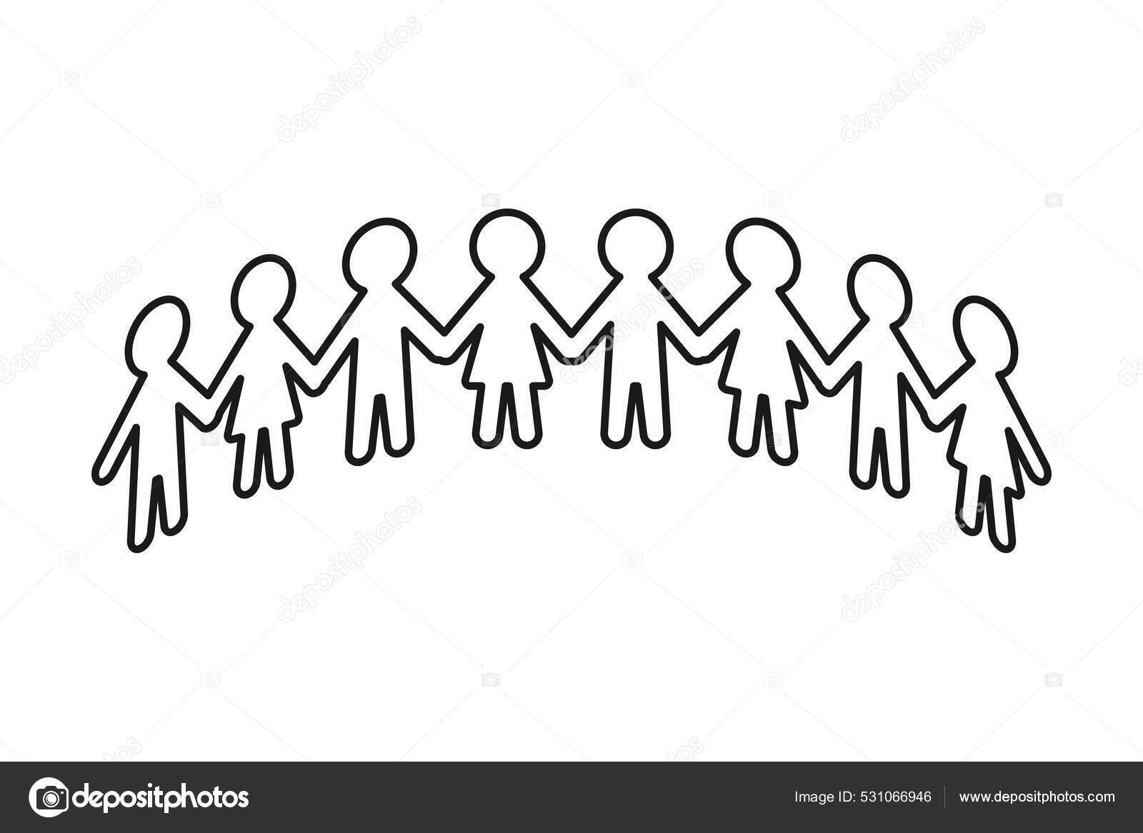 Paper People Chain Holding Hands Semi Circle Outline Vector Stock Vector  Image by ©THPStock #531066946