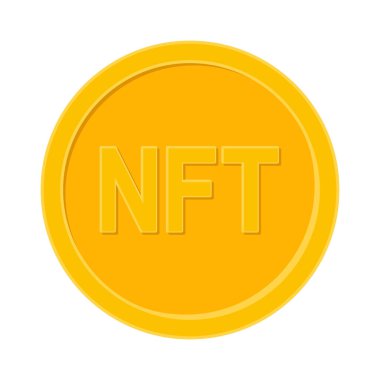 NFT madeni veya ödenmez jeton vektör simgesi olarak 3B altın sikke