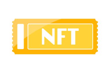 Vektör içinde altın bilet olarak NFT veya ödenmez jeton