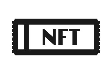 NFT ticket or non-fungible ticket in silhouette vector icon