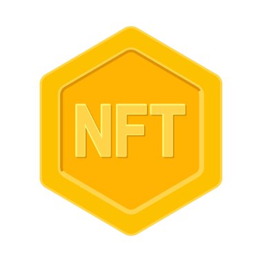 Vektör simgesinde altıgen altın sikke olarak NFT veya karşılanamaz simge