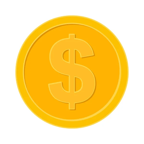 Moneta Con Simbolo Dollaro Moneta Oro Nell Icona Vettoriale — Vettoriale Stock