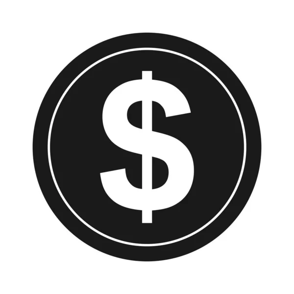 Coin Dollar Symbol Silhouette Vector Icon — Vettoriale Stock