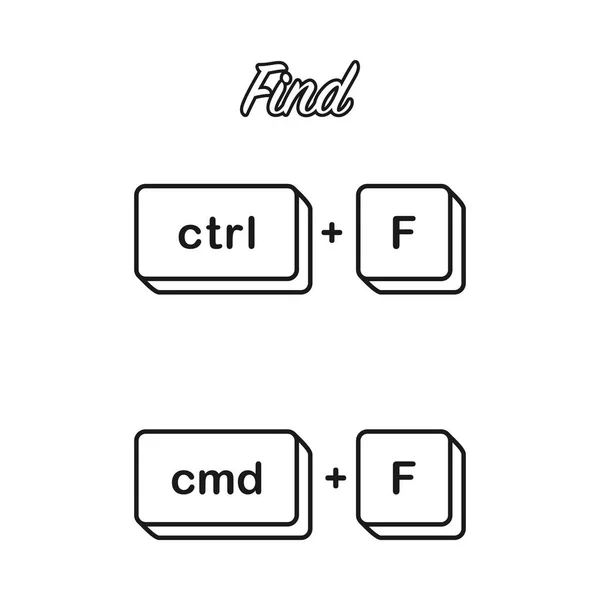 Ctrl Cmd Keyboard Shortcut Keys Find Concept Vector Icon — Stock Vector