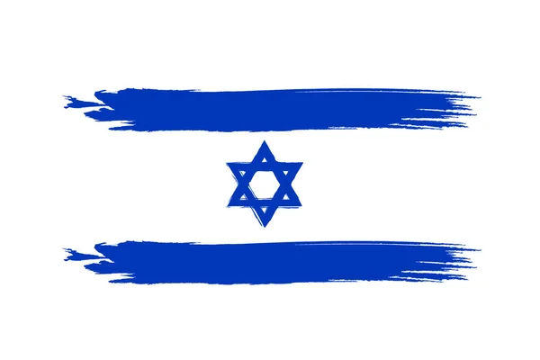 Flagga Israel Borste Målade Flaggan Israel Handritad Stil Illustration Med — Stockfoto