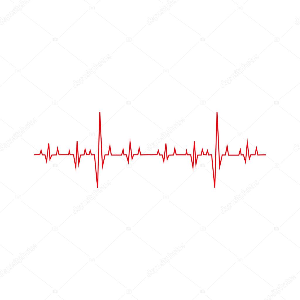 Heart pulse. Red and white colors. Heartbeat lone, cardiogram. Beautiful healthcare, medical background. Modern simple design. Icon. sign or logo.