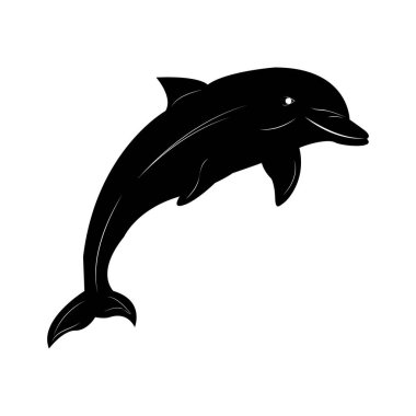 Avuç içleri, gün batımı ve yunus yaz tasarımı olan tropikal bir ada.