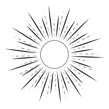 Boho gündoğumu logosu, güneş hattı sanat vektörü.