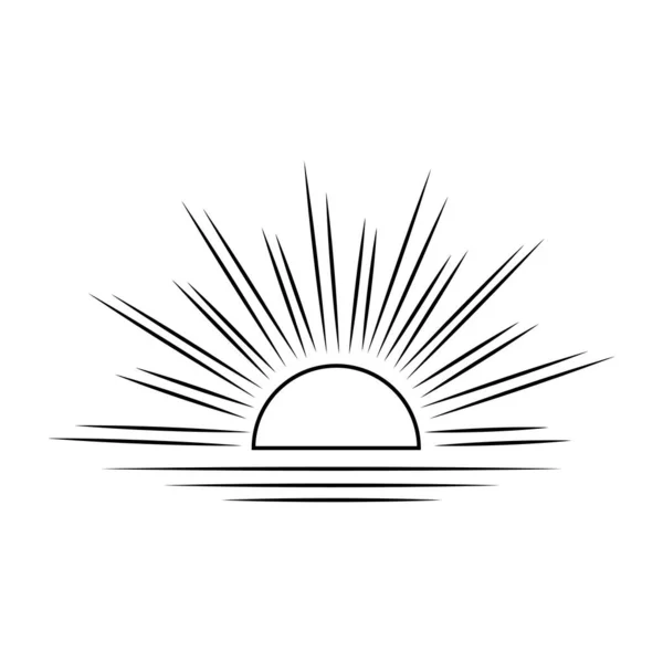 Boho Sunrise Logo Sonnenlinie Kunst Vektor — Stockvektor