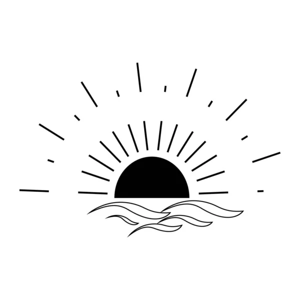Logo Wschodu Słońca Boho Wektor Sztuki Linii Słońca — Wektor stockowy