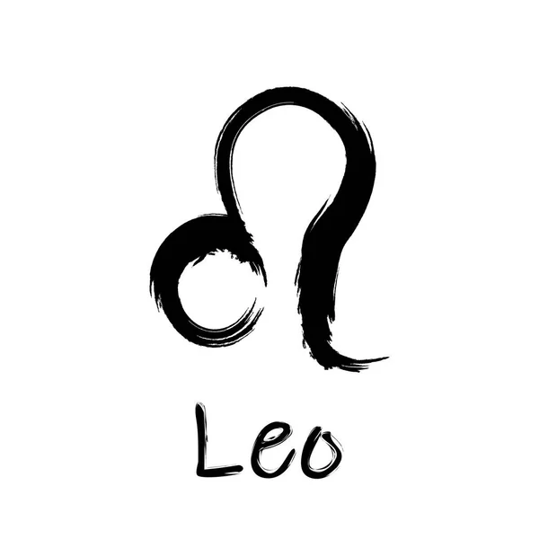 Symbole Zodiaque Leo Isolé Sur Fond Blanc Coup Pinceau Leo — Image vectorielle