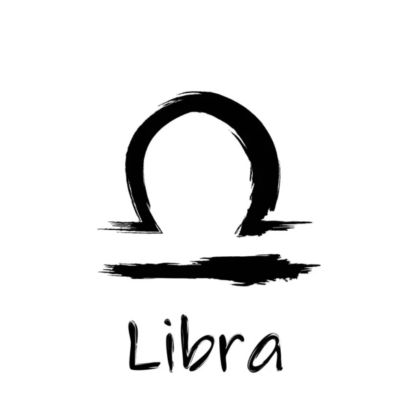 Libra Zodiac Symbol Isolated White Background Brush Stroke Libra Zodiac — Vetor de Stock