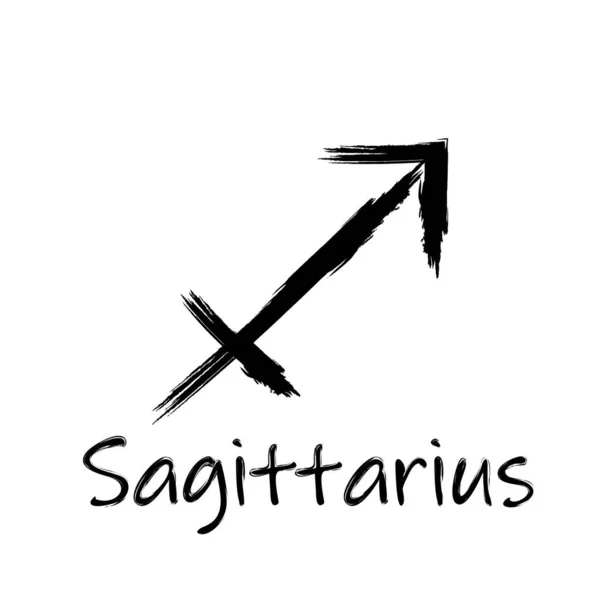 Sagittarius Zodiac Symbol Isolated White Background Brush Stroke Sagittarius Zodiac — Vetor de Stock