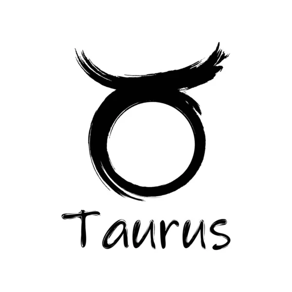 Taurus Zodiac Symbol Isolated White Background Brush Stroke Taurus Zodiac — Vetor de Stock