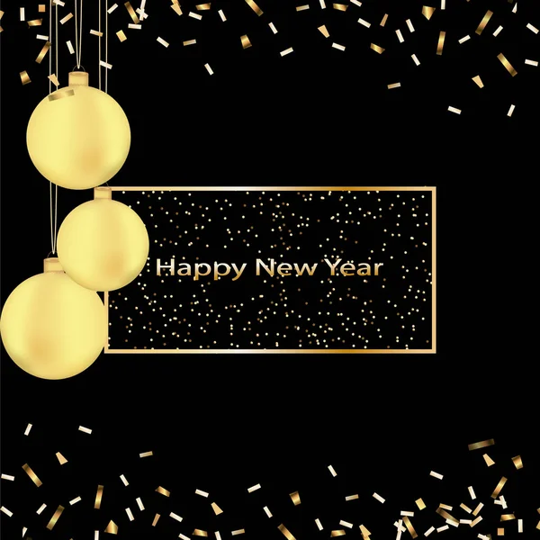 Happy New Year 2023 Greeting Card Poster Black Background Confetti — Foto de Stock