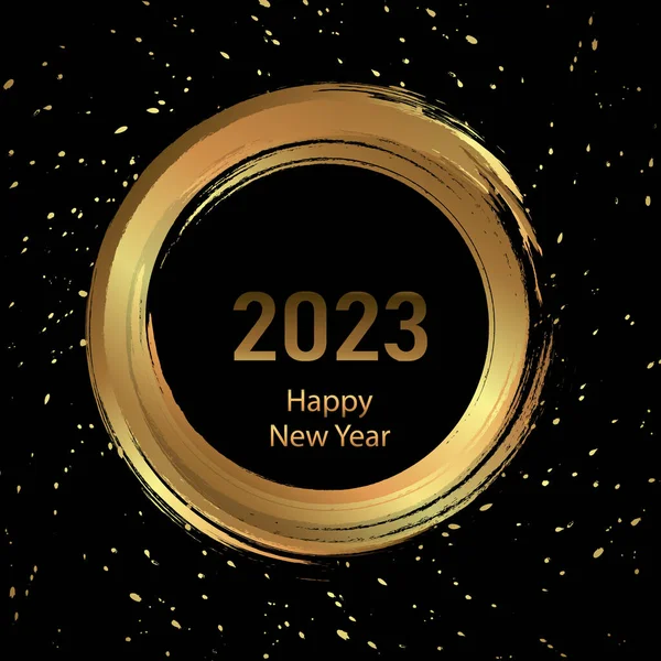 Καλή Χρονιά 2023 Αφίσα Ευχετήριας Κάρτας Μαύρο Φόντο Κομφετί Πλαίσιο — Φωτογραφία Αρχείου