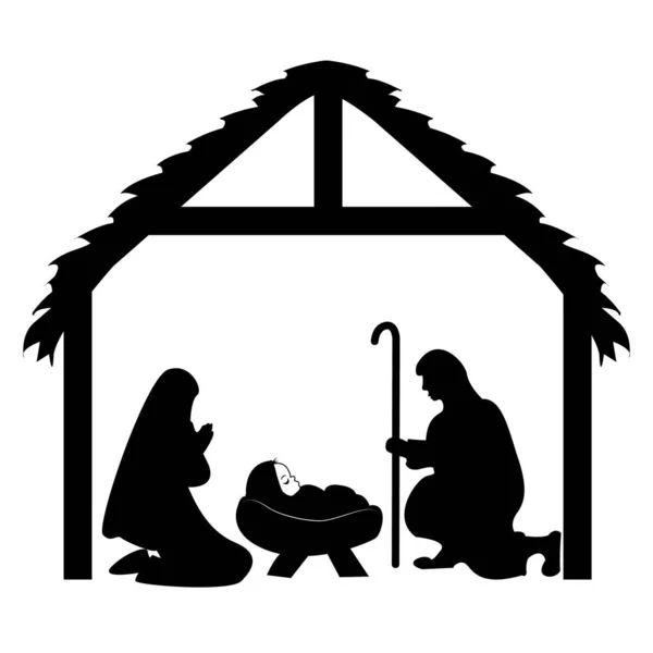 Рождественская Сцена Иисусом Яслях Марией Иосифом Рождество — стоковое фото